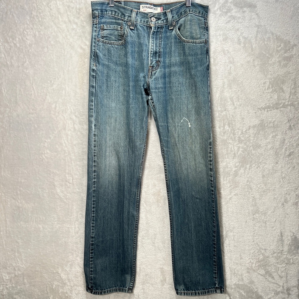 Levi's 505 Straight Fit Medium Wash Denim Jeans Mens 32x34 Fits 32x32 Y2K Skater